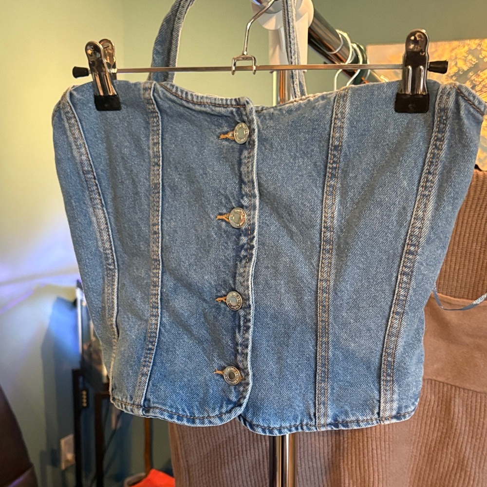 Denim Button-Up Corset Top